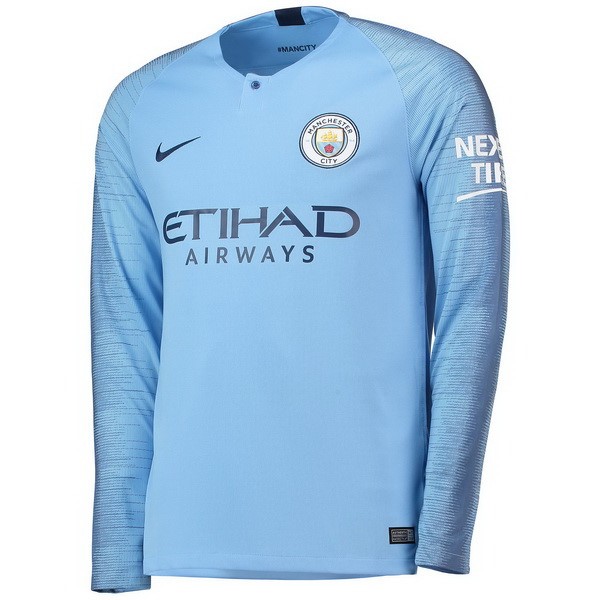 Camiseta Manchester City Primera equipación ML 2018-2019 Azul